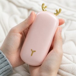 可愛麋鹿角行動電源暖手寶