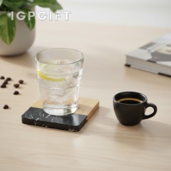 大理石與竹製杯墊