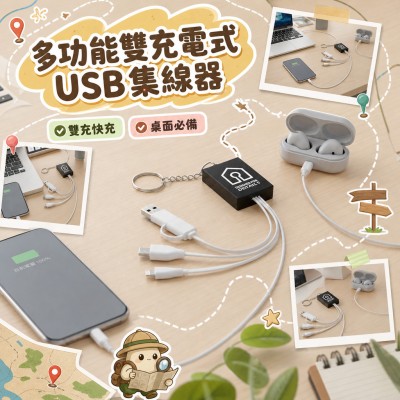 台灣企業禮品訂製 - 多功能雙充電式USB集線器