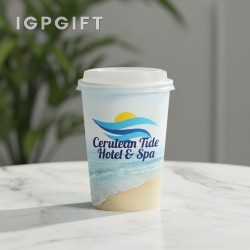 海邊全彩保溫紙杯（附蓋） - 16 盎司